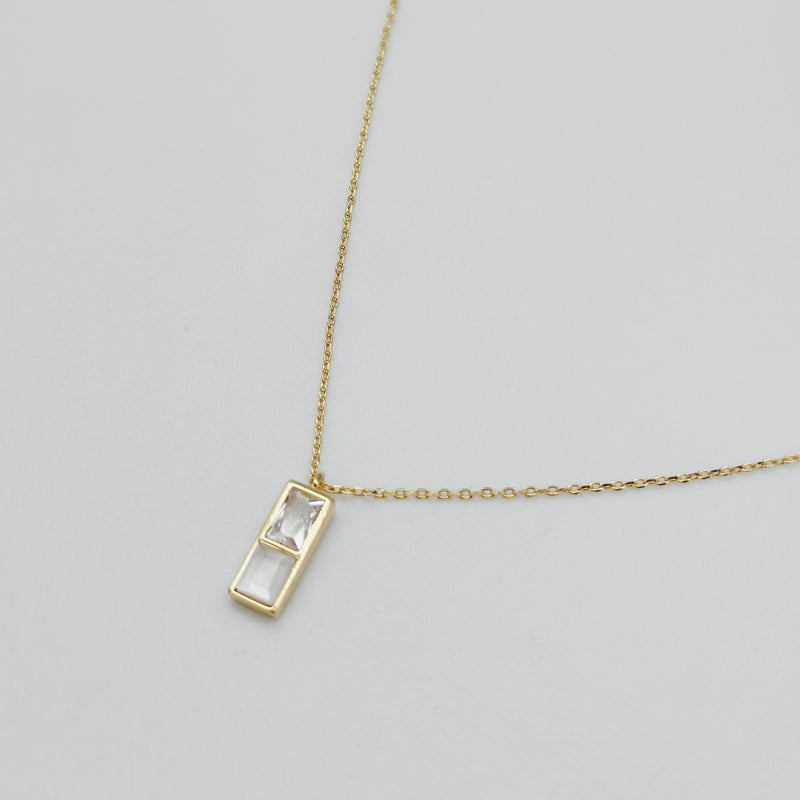 Vertical Bar W/ Frosted Opal Necklace • 23637 G