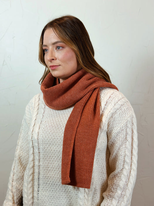 Solid Color Knitted Scarf - Orange