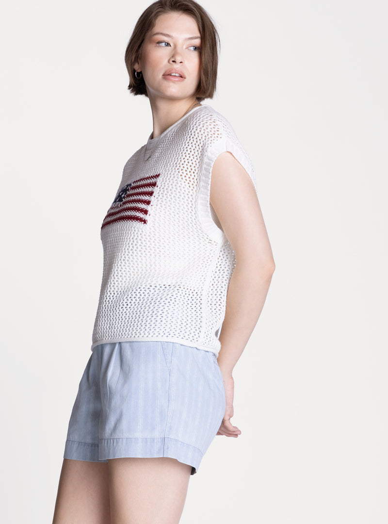 Thread & Supply • American Flag Acer Top - White