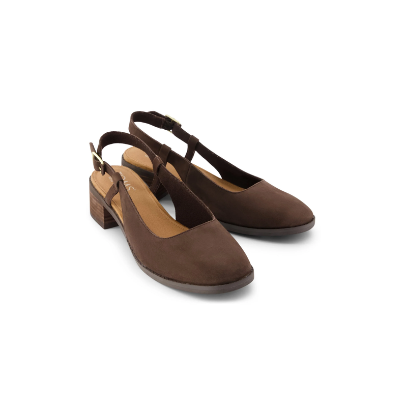 TOMS • Jaclyn Slingback Heels Nubuck Leather - Chocolate Brown