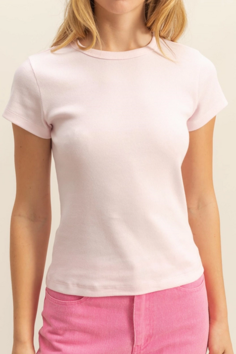 Ribbed Short Sleeve - Soft Pink