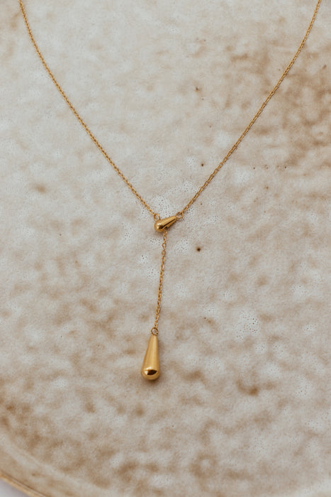 18K Water Drop Necklace - Gold