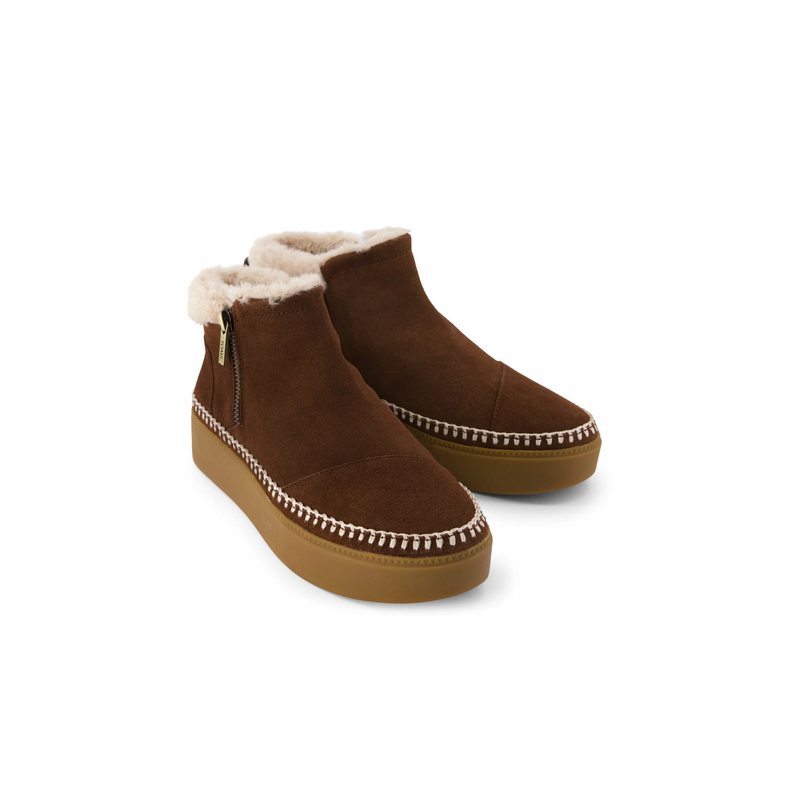 TOMS • Percy Mid Platform Sneaker - Hot Cocoa Suede w/ Faux Fur