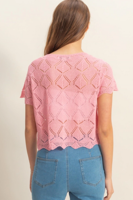 Crochet Top - Light Coral