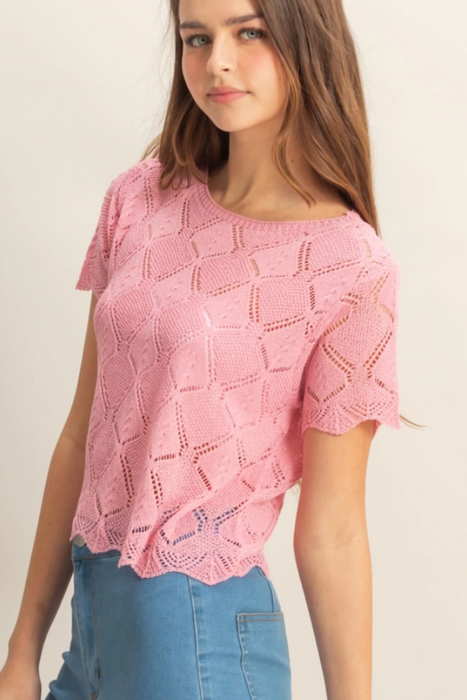 Crochet Top - Light Coral