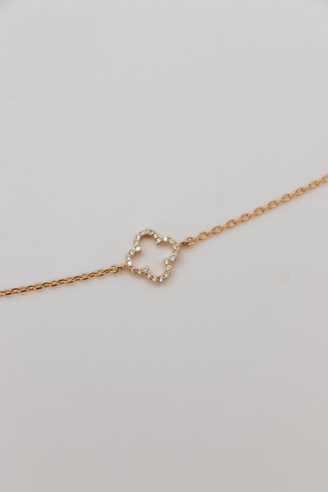 Fine Pave Open Clover Bracelet - Gold