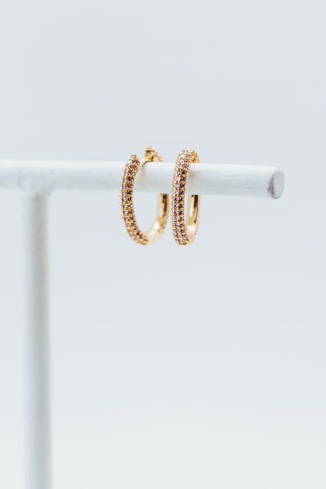 Gold Fine Pave U Hoop Earrings