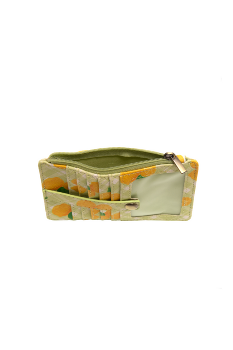 Lemons On Lime Plaid Penny Printed Mini Travel Wallet