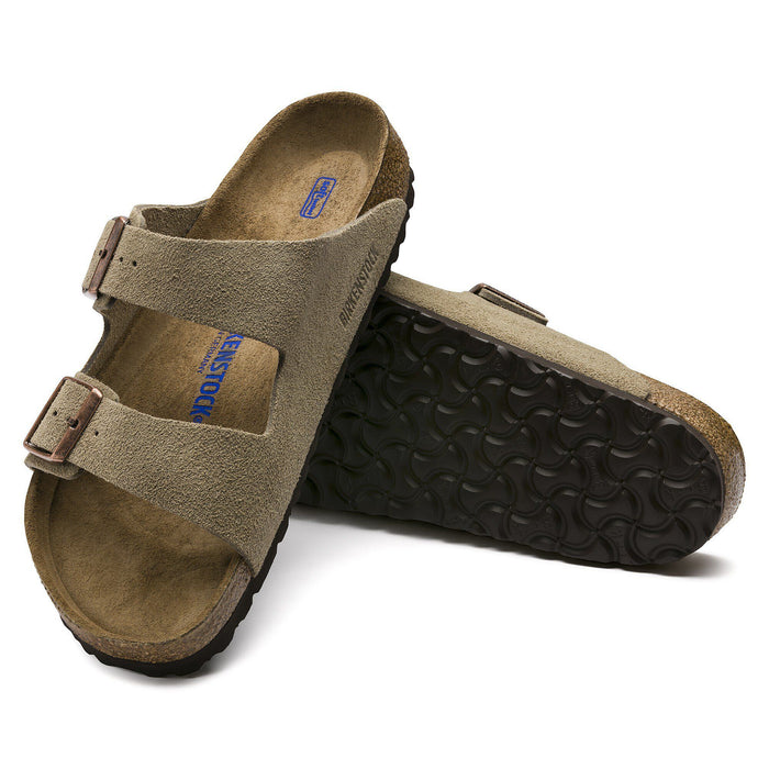 Suede Leather Taupe Birkenstock Arizona Taupe Suede Soft Footbed