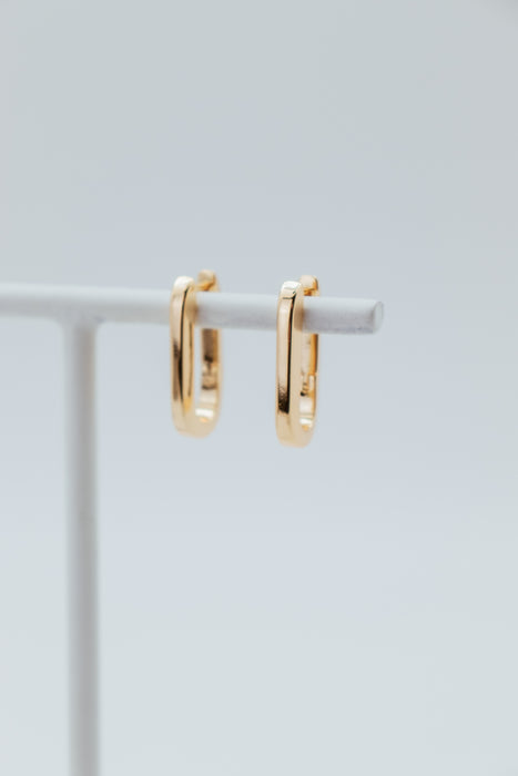 Gold 18K plated Flat LG U Hoop Huggie Earring - 22518