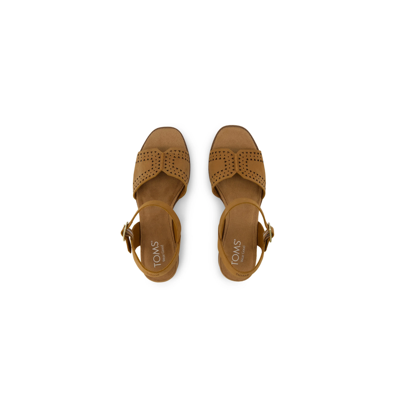 TOMS • Eloise Sandal - Brown Perforated Leather