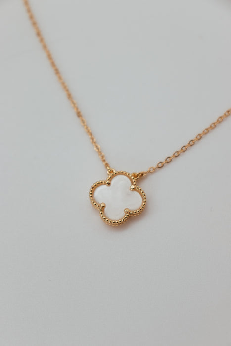 18K Gold Plated Mother Of Pearl Clover Festoon Necklace