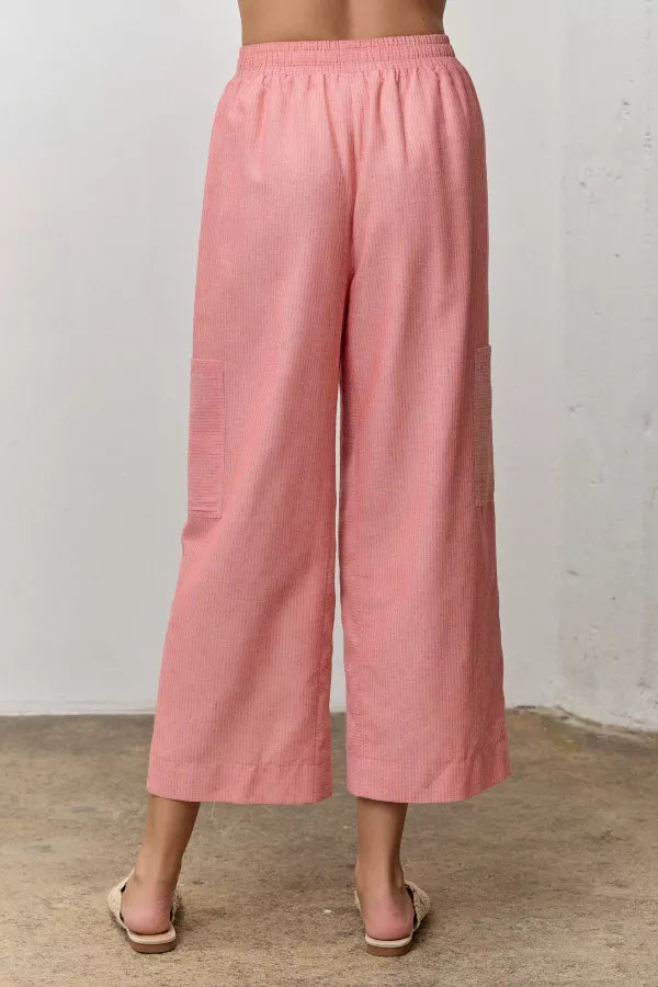 Pinstripe Pants - Coral Pink