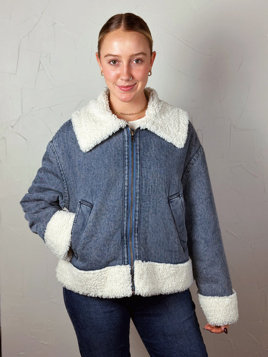 Sherpa Contrasted Denim Jacket