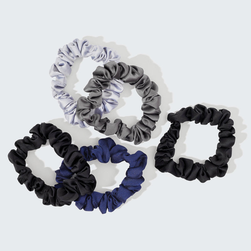 Satin Petite Scrunchies 5PC - Midnight