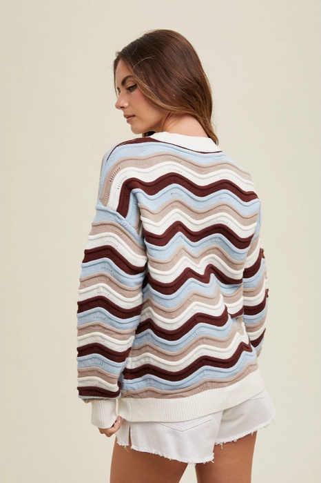 Wavy Striped Sweater - Multicolor