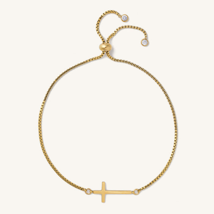 Nikki Smith Designs • Cross Gold Slider Bracelet