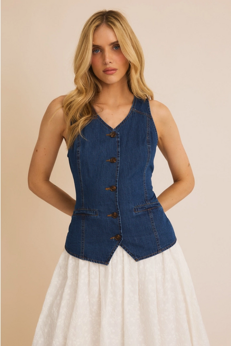 Button Down Denim Vest