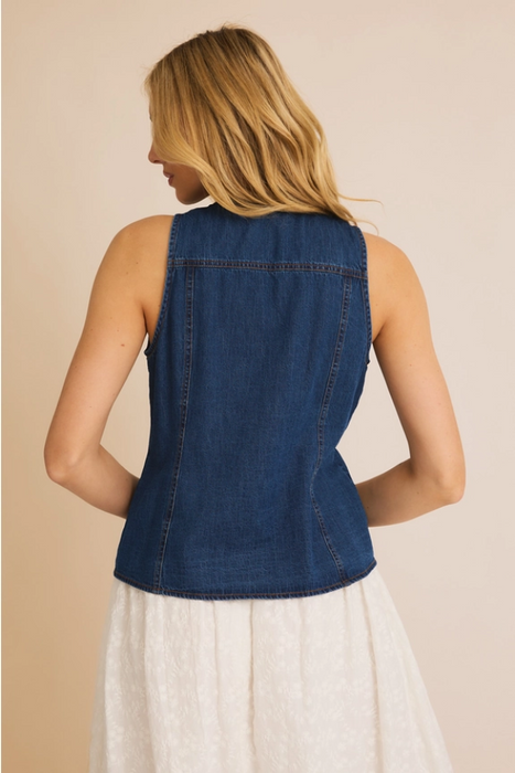 Button Down Denim Vest