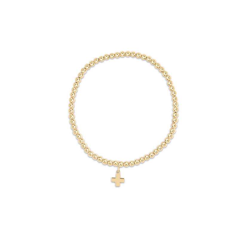 enewton • Classic Gold 3mm Bead Bracelet w/ Signature Cross Gold Charm