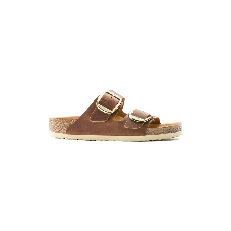 Birkenstock® • Arizona Big Buckle Gold Oiled Leather - Cognac