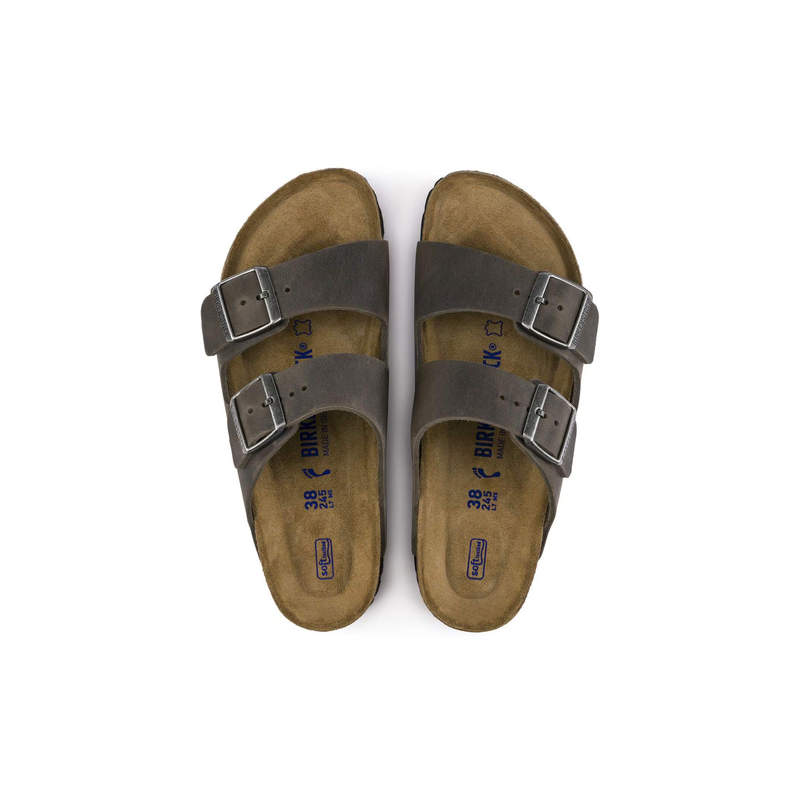 Birkenstock® • Arizona Soft Footbed Oiled Leather - Iron (Narrow)