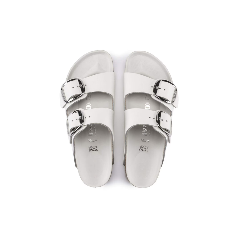 Birkenstock® • Arizona Big Buckle Silver Oiled Leather - White