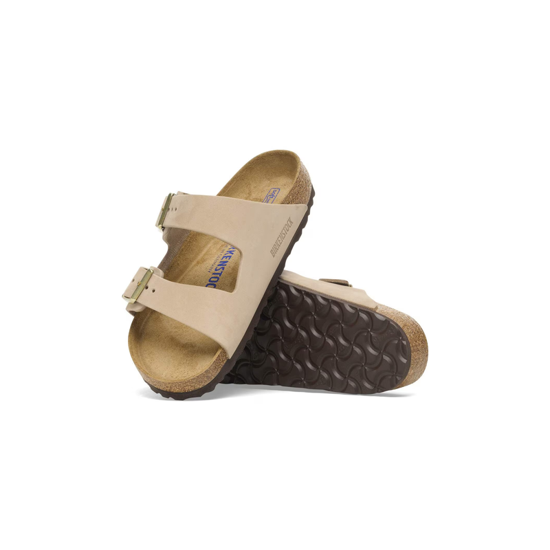 Birkenstock •  Arizona Soft Bed Nubuck Narrow Fit - Sandcastle