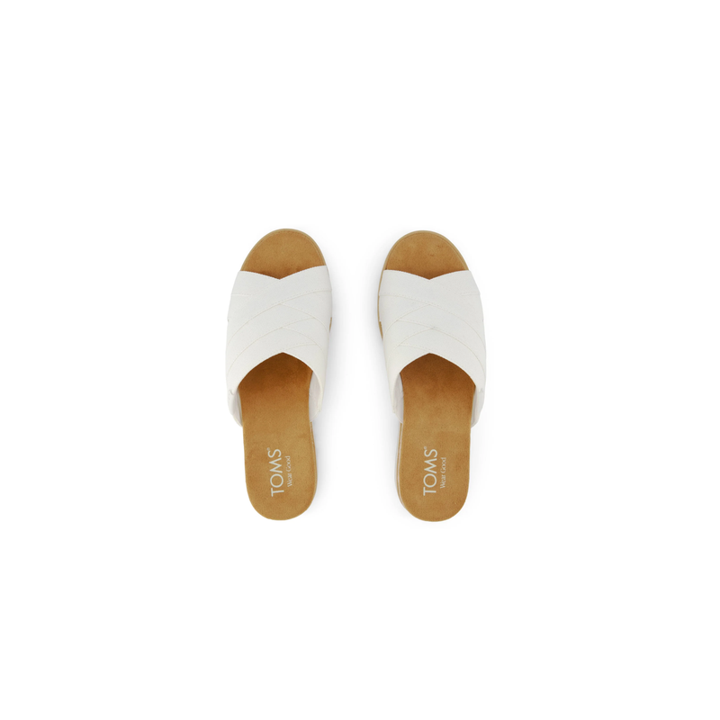 TOMS Diana Mule - White Canvas/Woven Detail