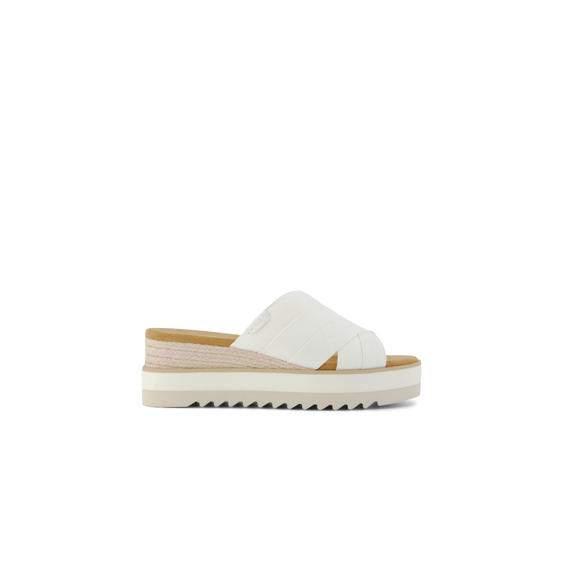 TOMS Diana Mule - White Canvas/Woven Detail