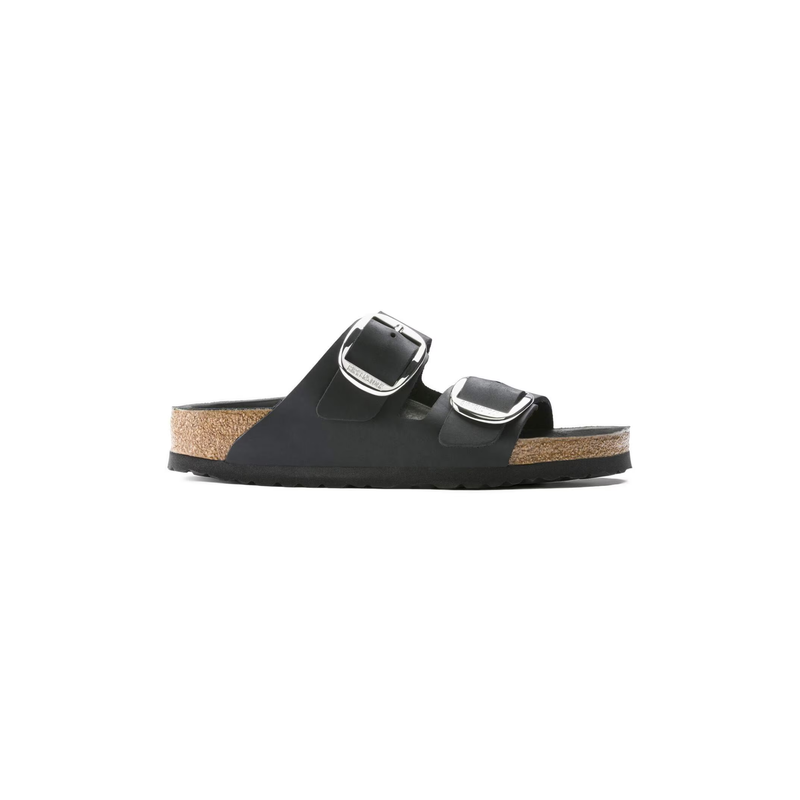 Birkenstock® • Arizona Big Buckle Silver Oiled Leather - Black