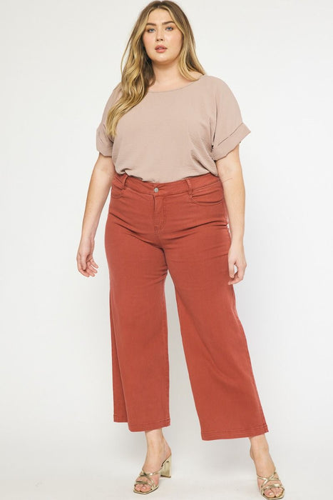 Wide Leg Jeans - Rust