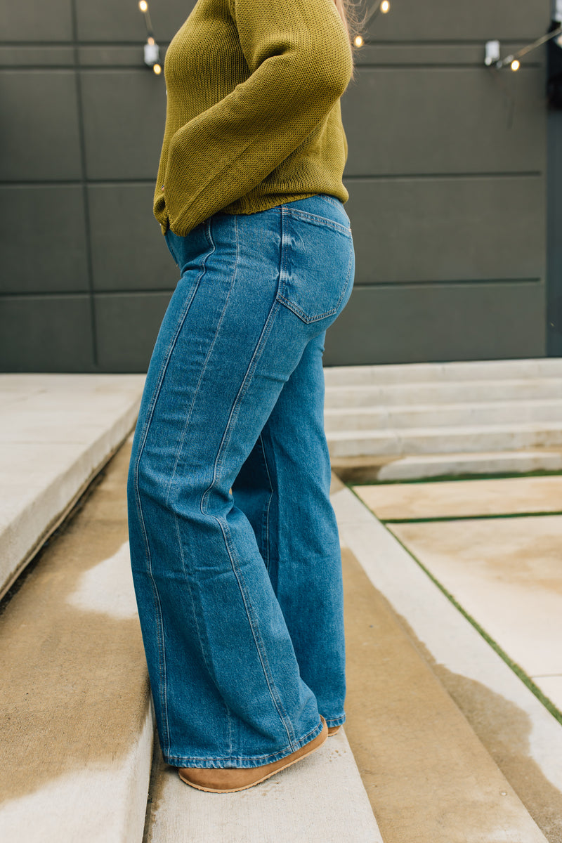Mica Denim • High-Rise Wide Leg Jeans - Chathams Sea