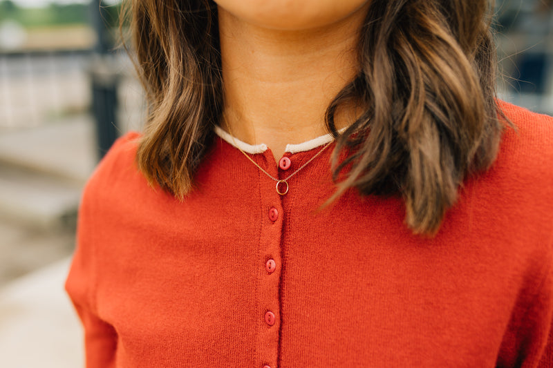 The Jolie Cardigan | Contrast Pop Cardigan - Red