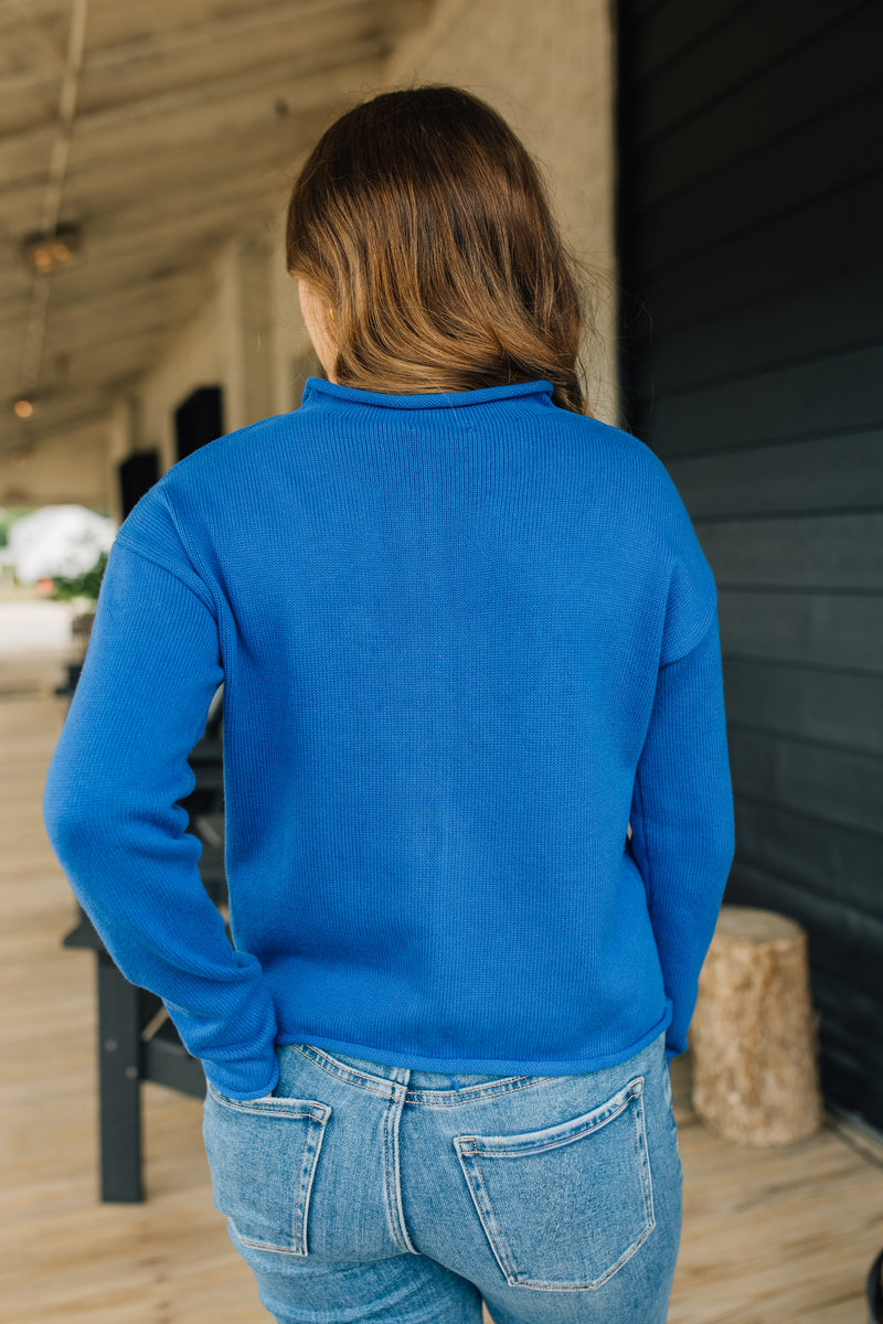 The Marlo Cardigan | Raw Hem Button-Down Cardigan - Blue