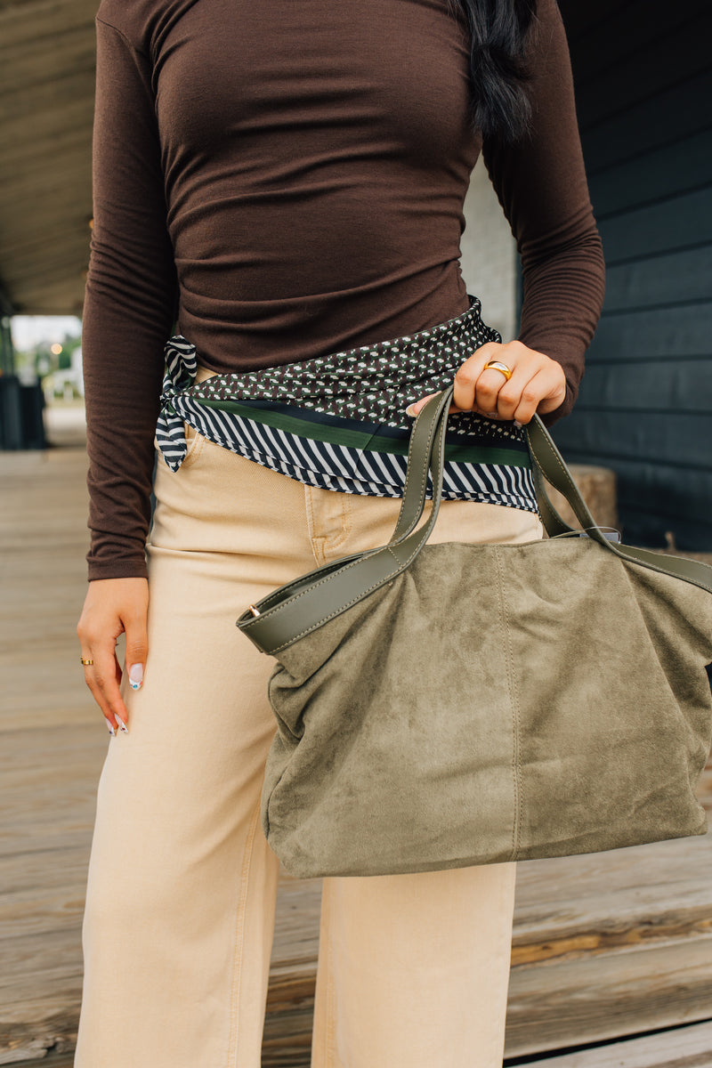The Stacy Top | Off the Shoulder Long Sleeve Top - Brown