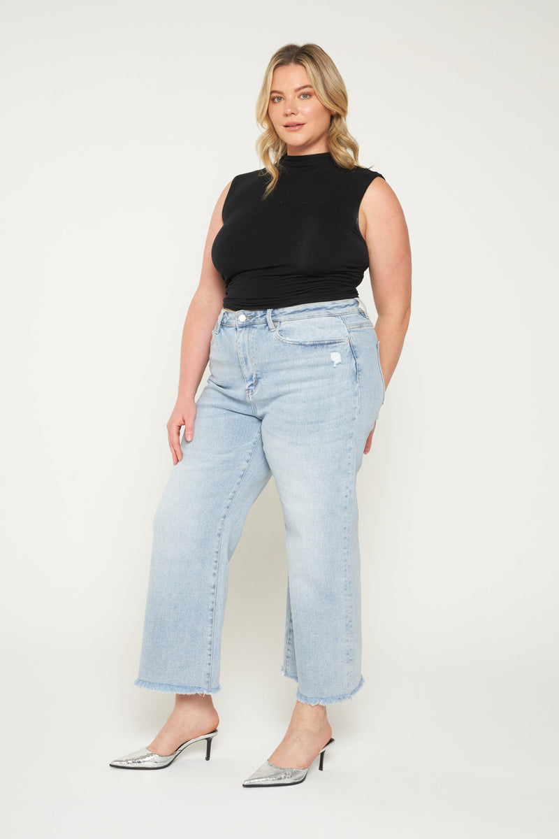 Mica • High Rise Ankle Wide Leg - Electric Blue