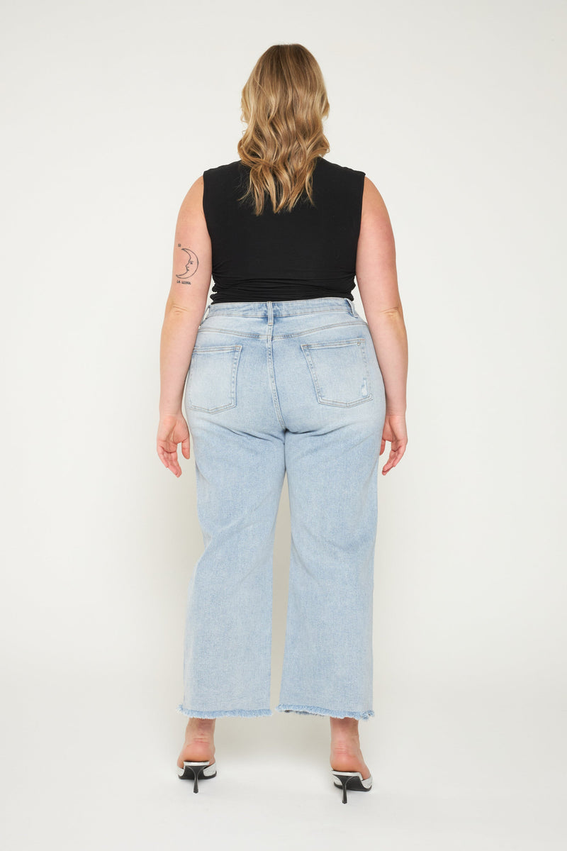 Mica • High Rise Ankle Wide Leg - Electric Blue