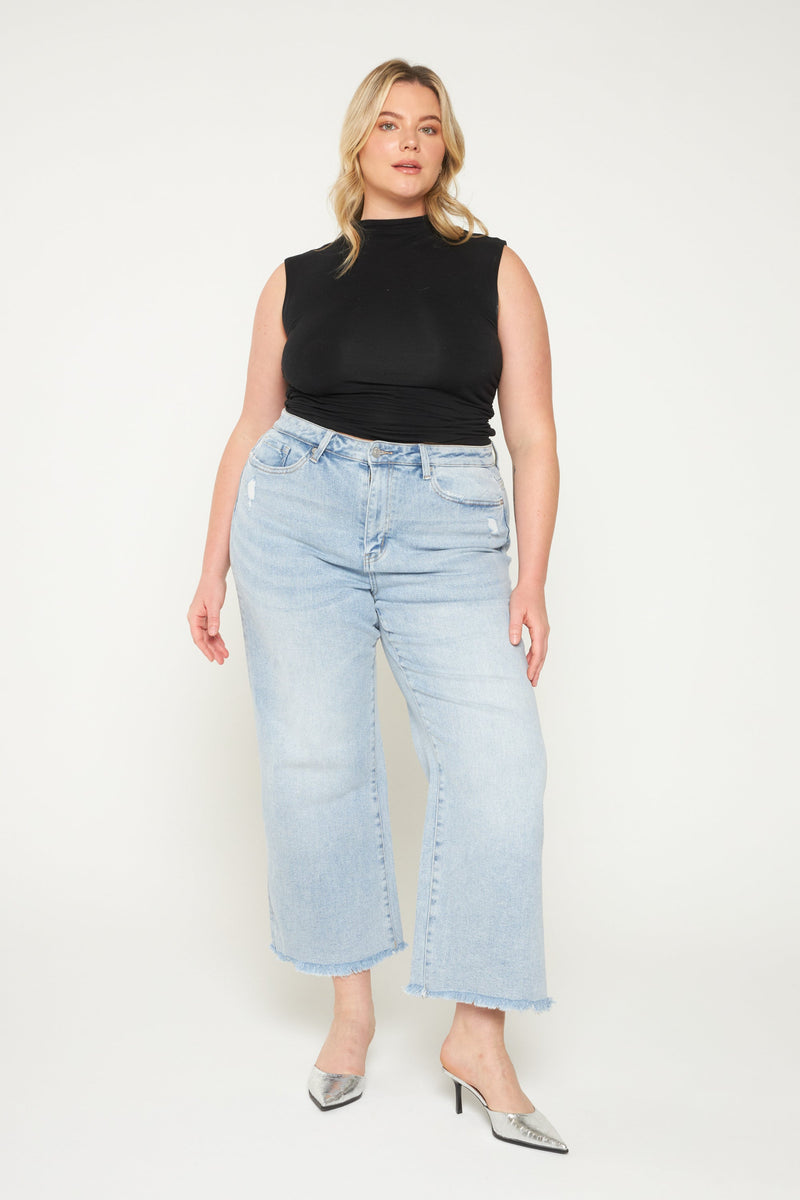 Mica • High Rise Ankle Wide Leg - Electric Blue