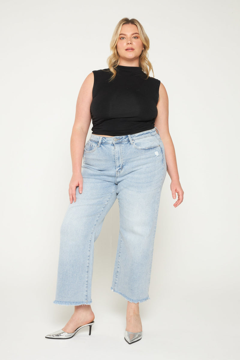 Mica • High Rise Ankle Wide Leg - Electric Blue