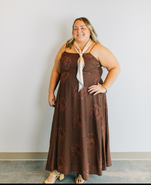 Floral Midi Dress - Mocha