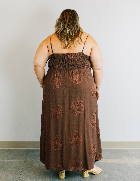 Floral Midi Dress - Mocha