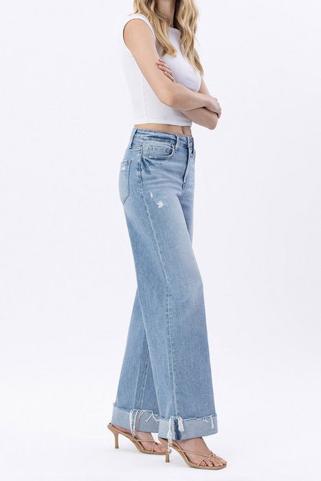 Flying Monkey • Super High Rise Cuffed Wide Jeans - Four Walls