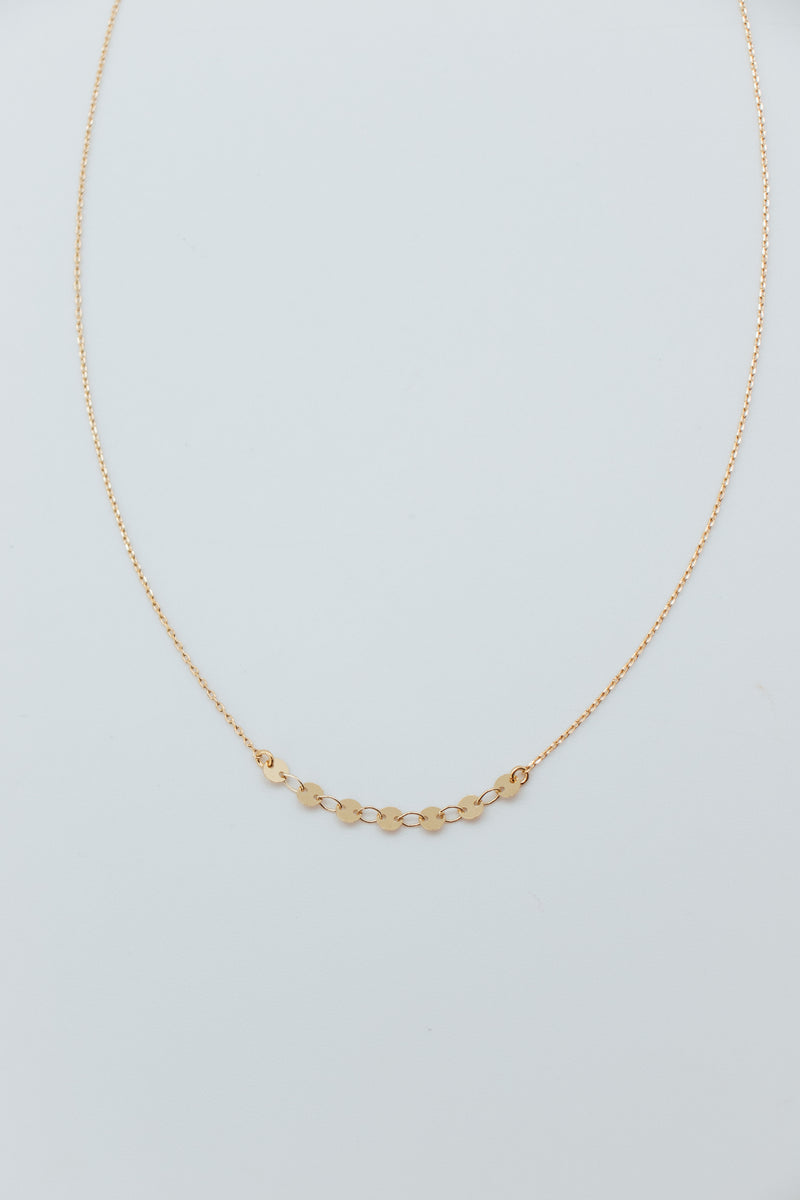 EC Paillette Station & Sequin Chain Necklace Gold
