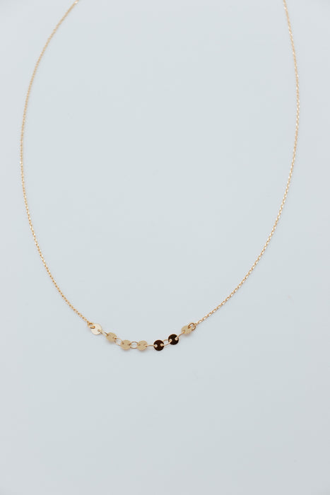 EC Paillette Station & Sequin Chain Necklace Gold