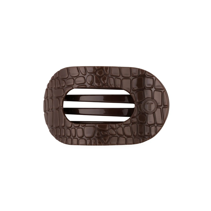 Teleties • Flat Round Hair Clip - Brown Crocodile (Small)
