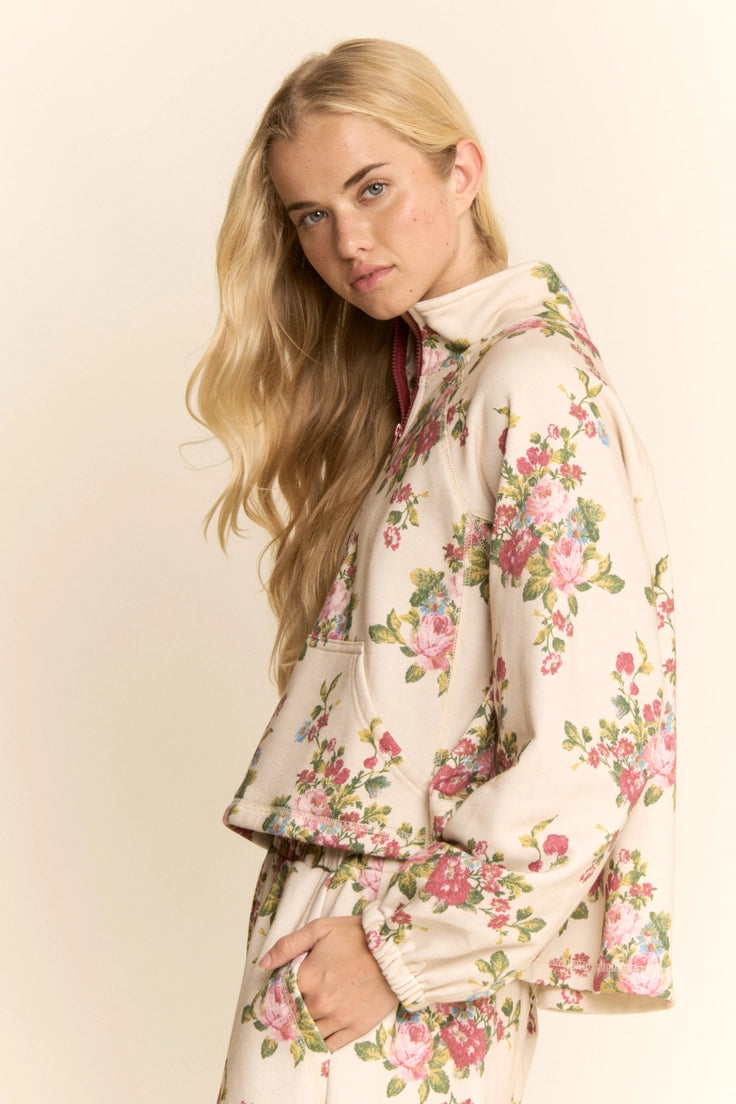 Floral Half Zip Pullover