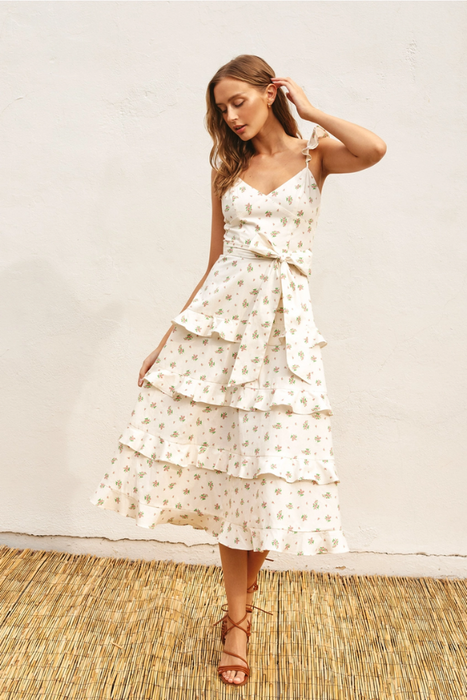 Tiered Midi Dress - Sweet Rose
