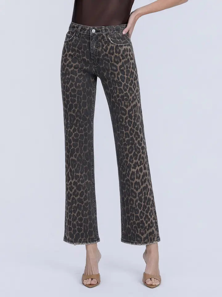 Flying Monkey High Rise Leopard Print Slim Wide