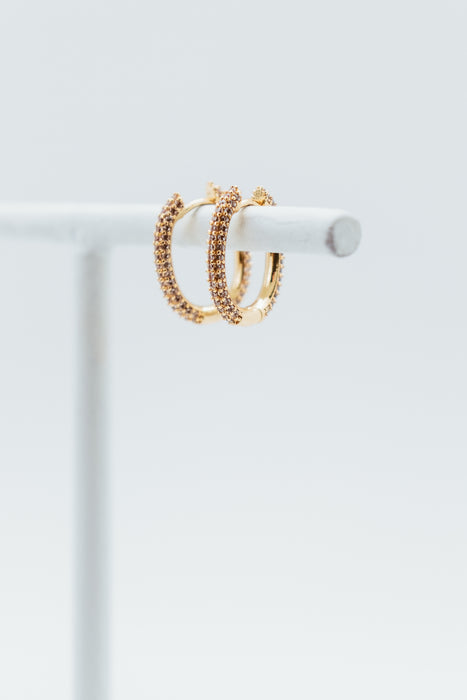 Gold Fine Pave U Hoop Earrings